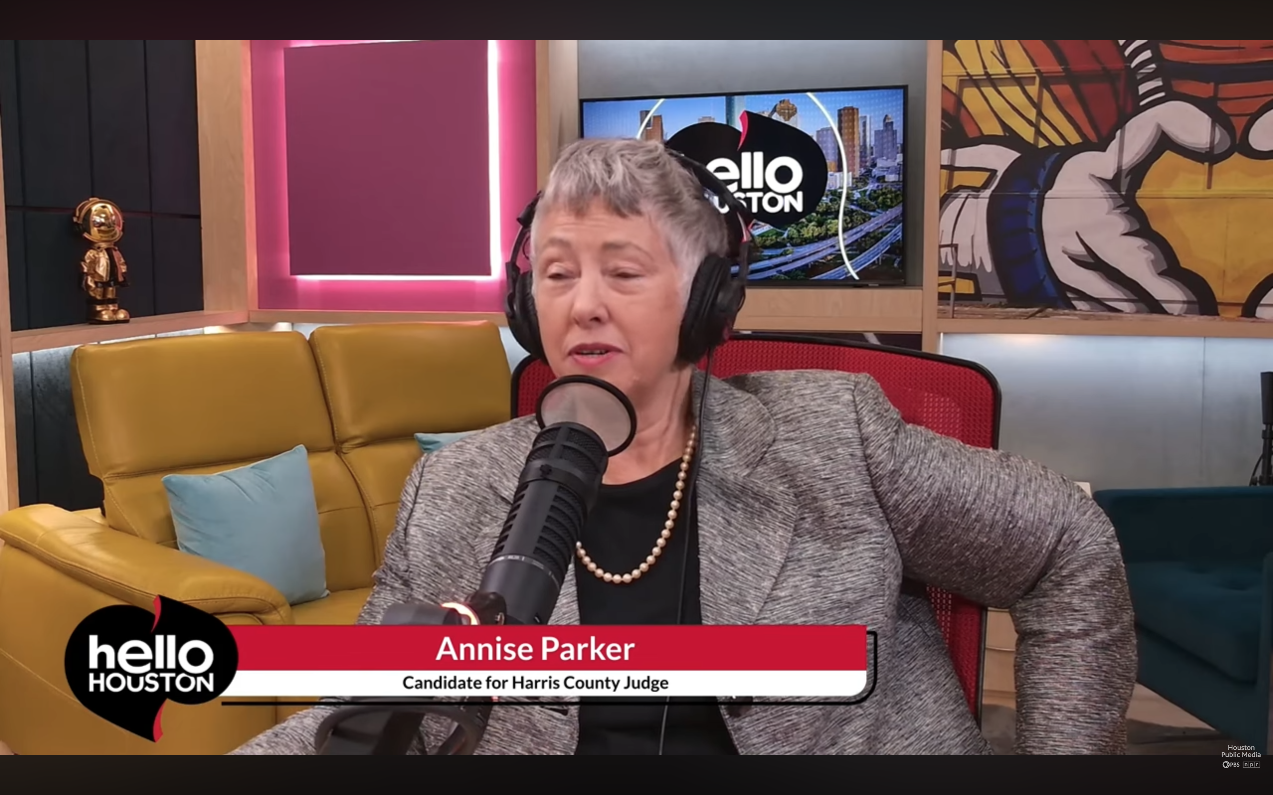 Video preview image of candidate Annise Parker as a guest on Hello Houston on Houston Public Media 88.7FM NPR.